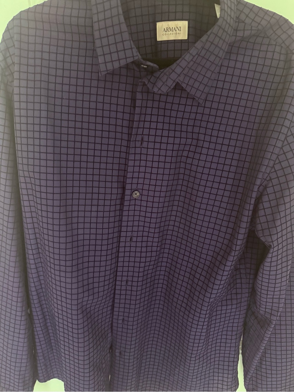 Armani Collezioni Men’s Deep Purple Grid-Check Dress Shirt